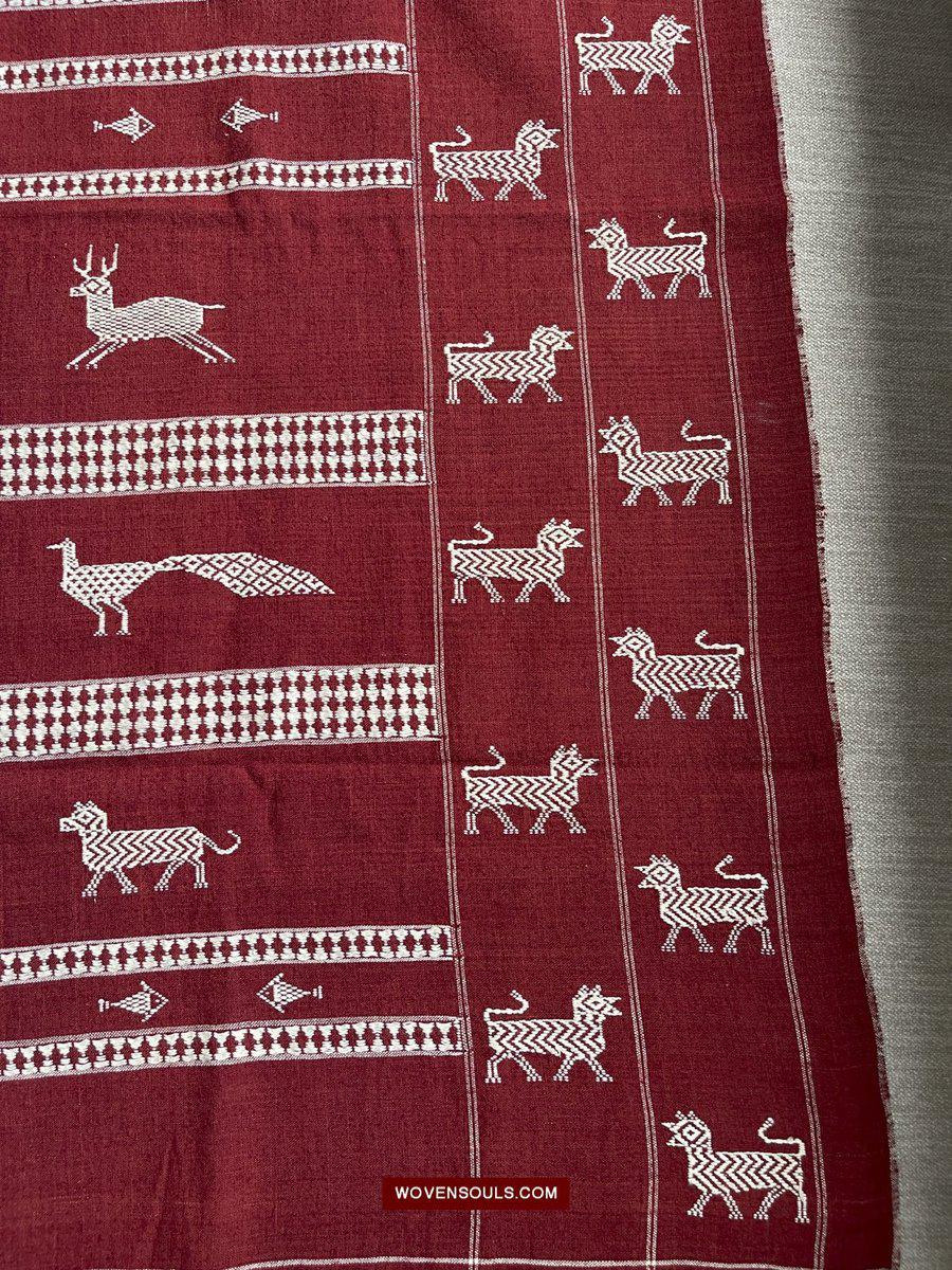 433-B SOLD SUPERB Orissa Tribal Koraput Kotpad HUNTING Shawl-WOVENSOULS-Antique-Vintage-Textiles-Art-Decor