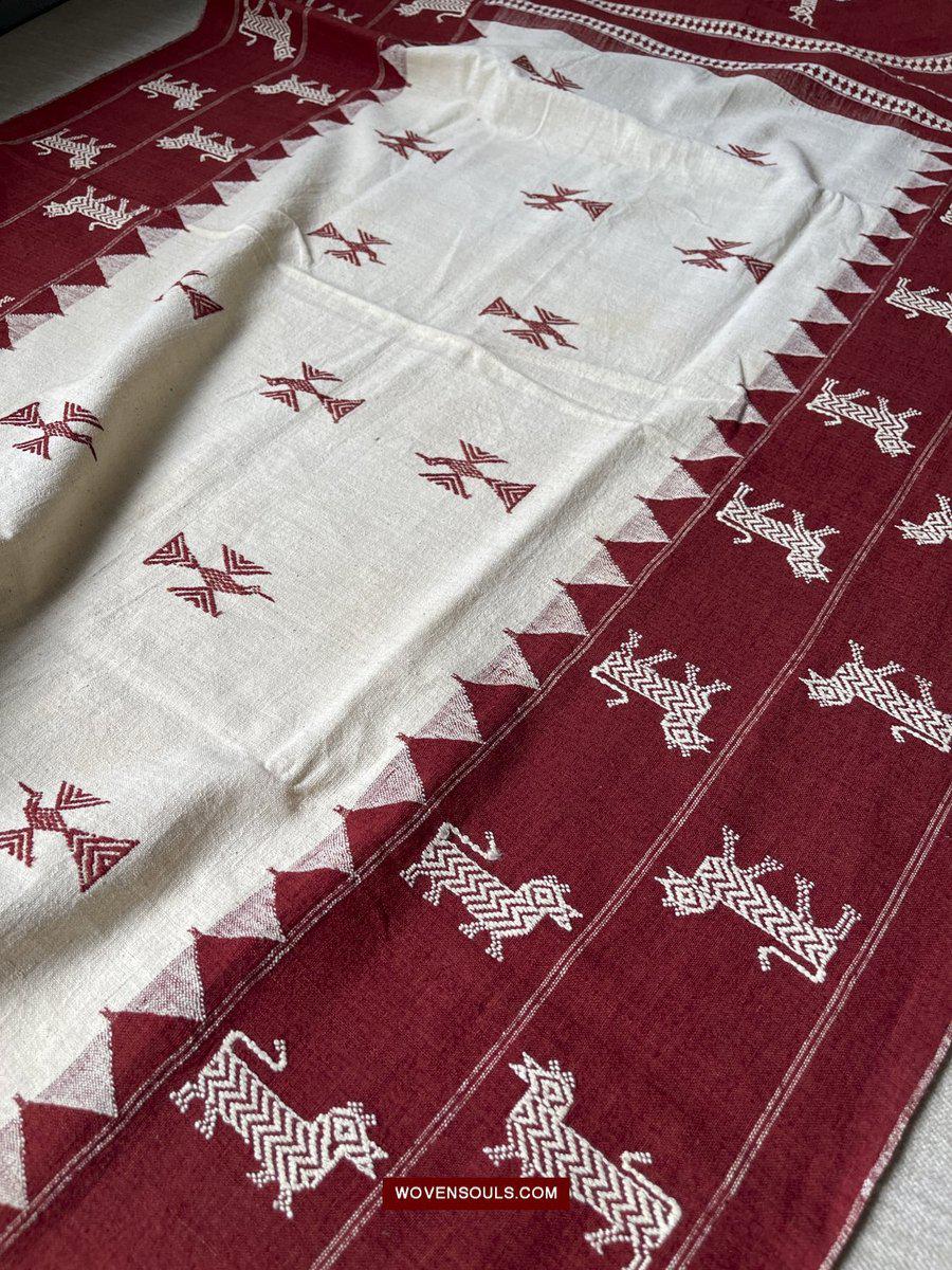 433-B SOLD SUPERB Orissa Tribal Koraput Kotpad HUNTING Shawl-WOVENSOULS-Antique-Vintage-Textiles-Art-Decor