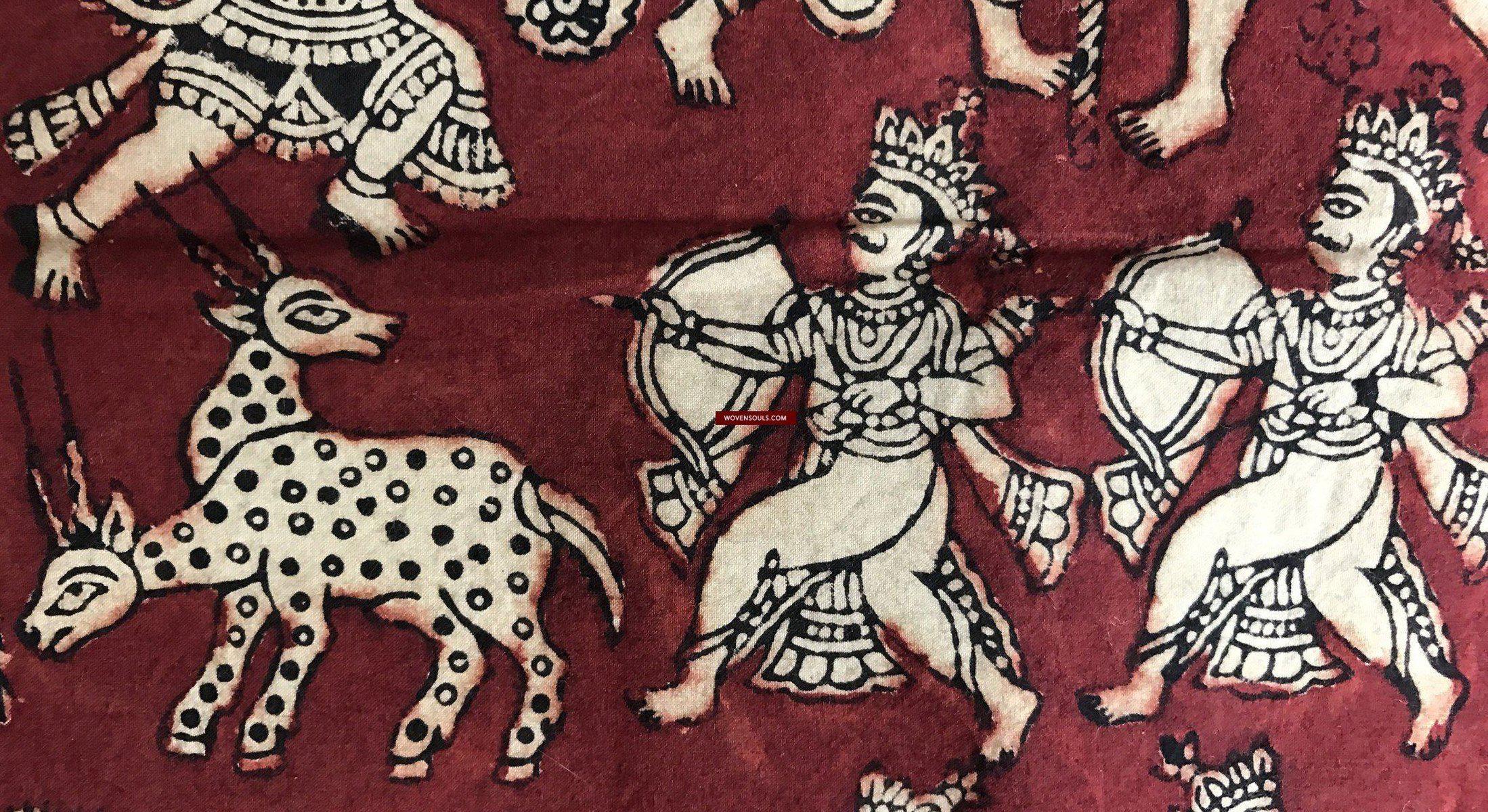 439 Mata Ni Pachedi Kalamkari Art Painting-WOVENSOULS-Antique-Vintage-Textiles-Art-Decor