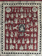 439 Mata Ni Pachedi Kalamkari Art Painting-WOVENSOULS-Antique-Vintage-Textiles-Art-Decor