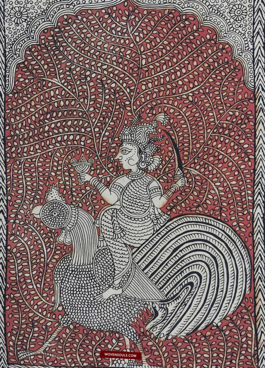 440 Multicolor Mata Ni Pachedi Kalamkari Textile Art-WOVENSOULS-Antique-Vintage-Textiles-Art-Decor