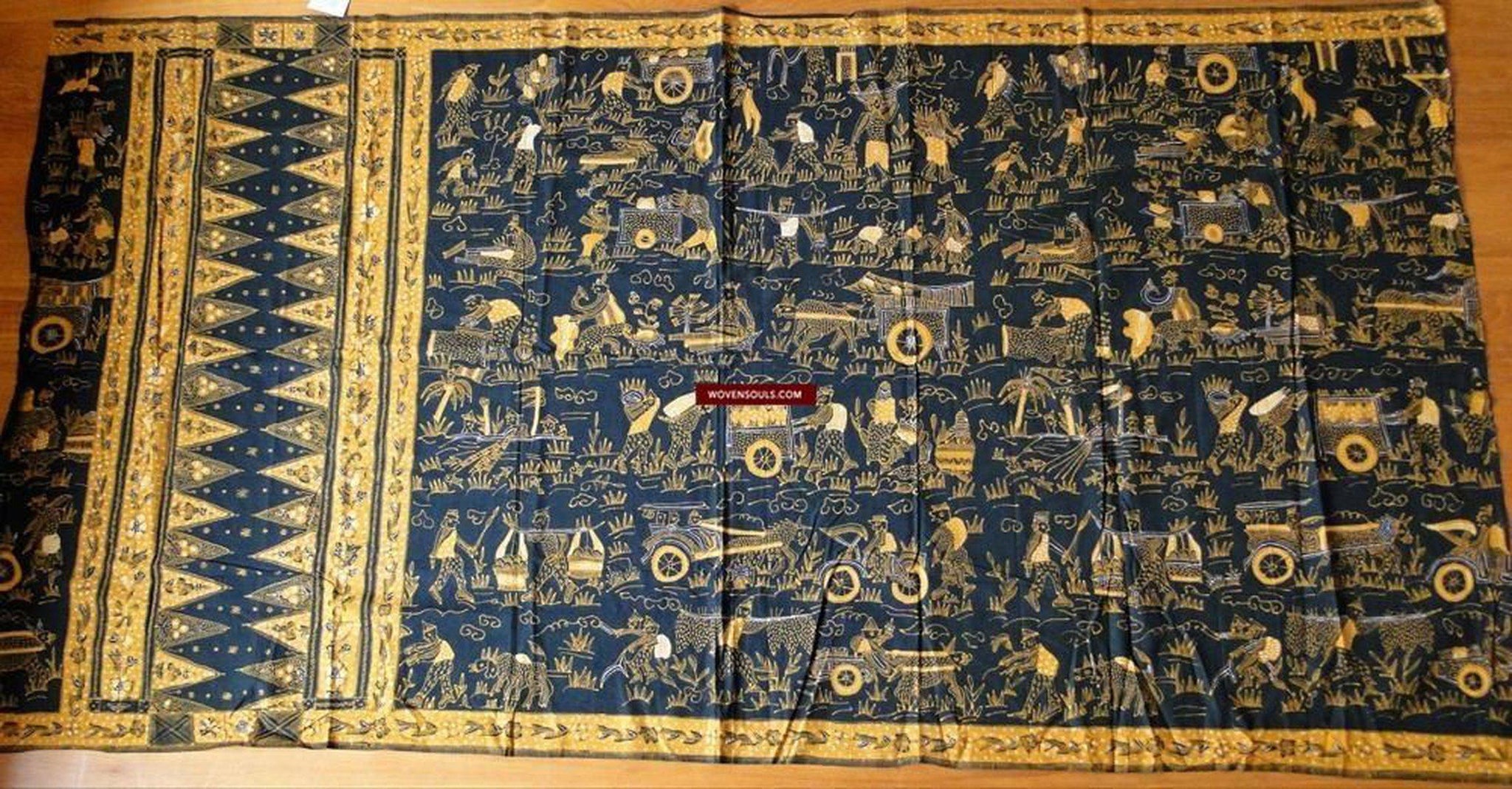 441 Javanese Figurative Batik Art - Scenes of Rural Farming-WOVENSOULS-Antique-Vintage-Textiles-Art-Decor