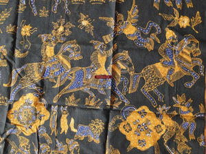 443 Javanese Figurative Batik Art - Ceremonial Procession-WOVENSOULS-Antique-Vintage-Textiles-Art-Decor