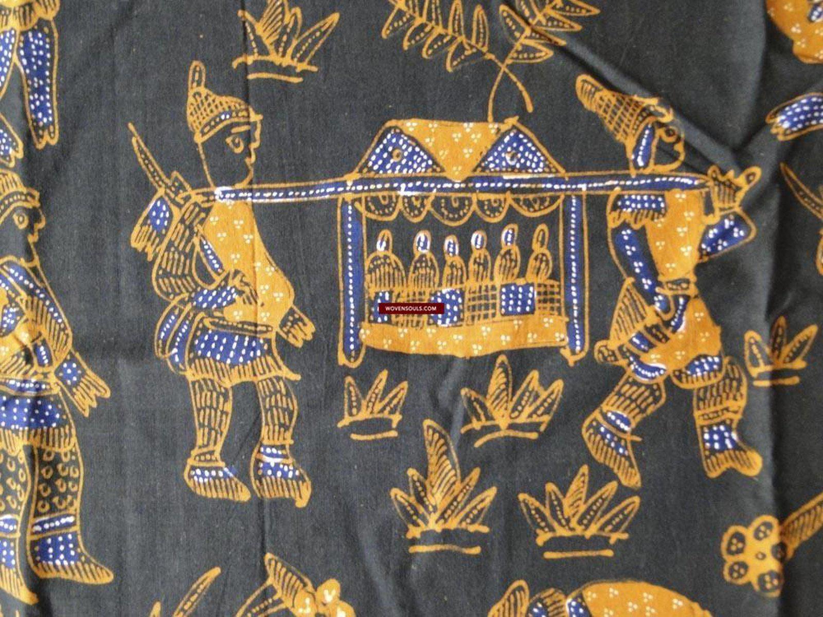 443 Javanese Figurative Batik Art - Ceremonial Procession-WOVENSOULS-Antique-Vintage-Textiles-Art-Decor