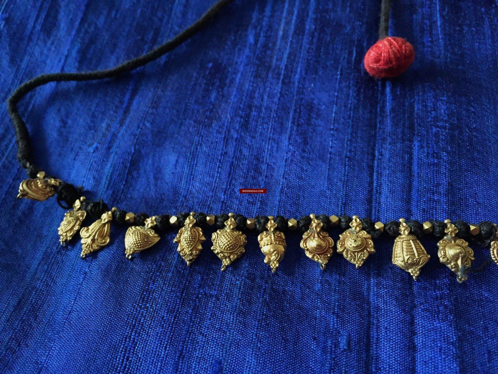 490 Old Gold Jewelry - Kolhapuri Saj Wedding Necklace-WOVENSOULS-Antique-Vintage-Textiles-Art-Decor