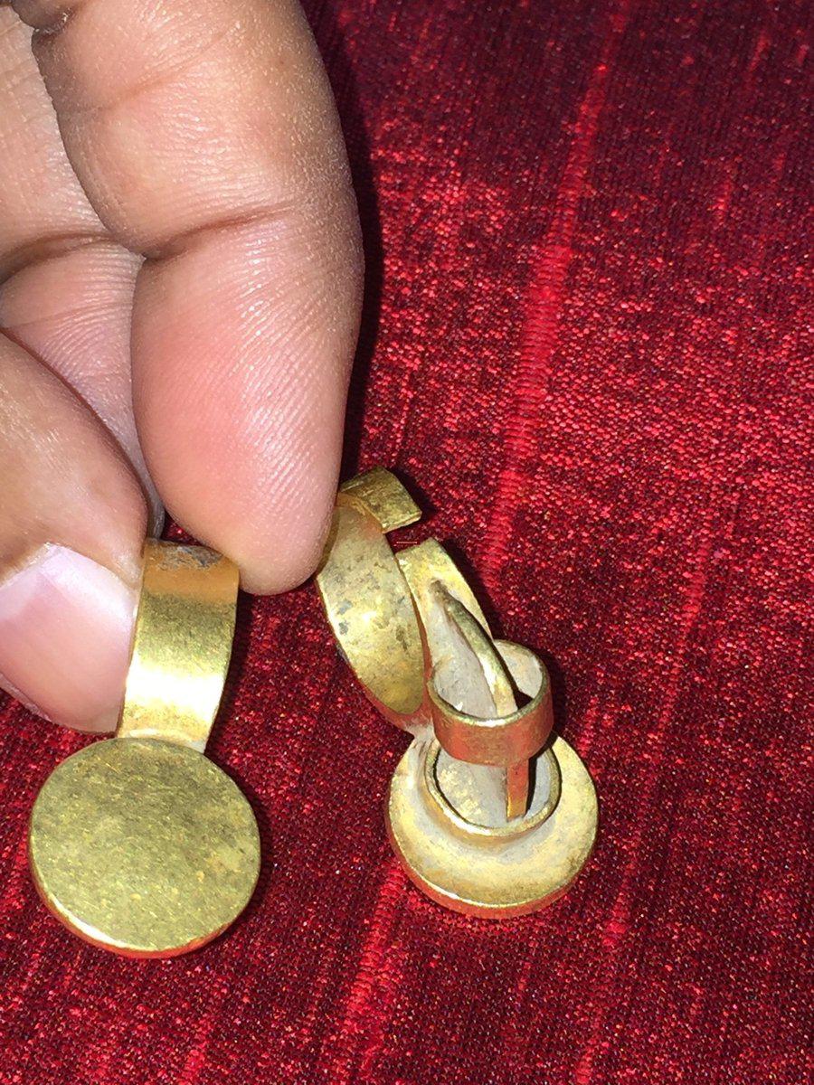 493 Ancient Gold Jewelry - Pair Earrings-WOVENSOULS-Antique-Vintage-Textiles-Art-Decor