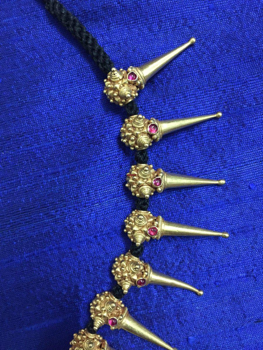 500 Gold Necklace made of Old Gokhru Bits and rubies - SOLD-WOVENSOULS-Antique-Vintage-Textiles-Art-Decor