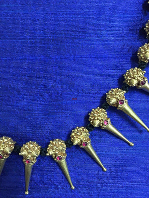 500 Gold Necklace made of Old Gokhru Bits and rubies - SOLD-WOVENSOULS-Antique-Vintage-Textiles-Art-Decor