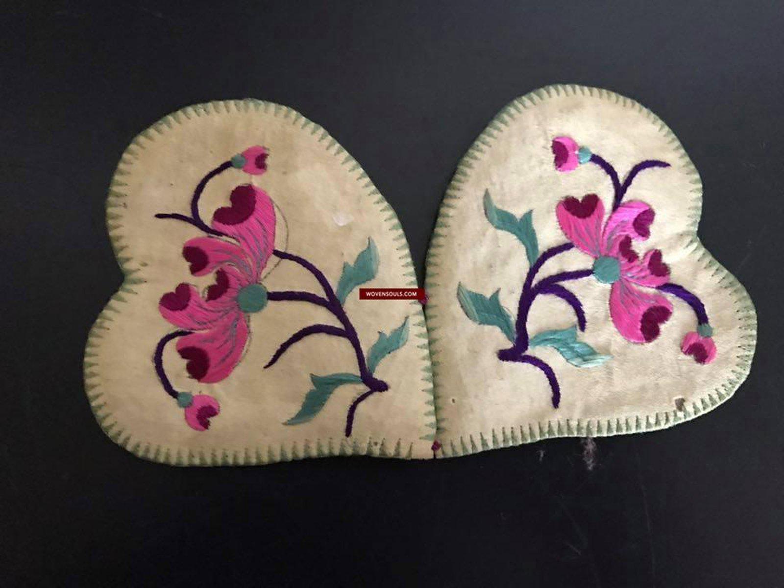 5004 Antique Chinese Infant's Silk Earmuffs with Embrodiery-WOVENSOULS-Antique-Vintage-Textiles-Art-Decor