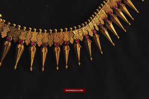 502 Old Gold Jasmine Bud Necklace with Rubies-WOVENSOULS-Antique-Vintage-Textiles-Art-Decor