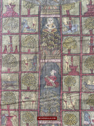 507 SOLD Old Jain Pichvai Painting w Lok Purush & Jambudwip Cosmology Icons-WOVENSOULS-Antique-Vintage-Textiles-Art-Decor