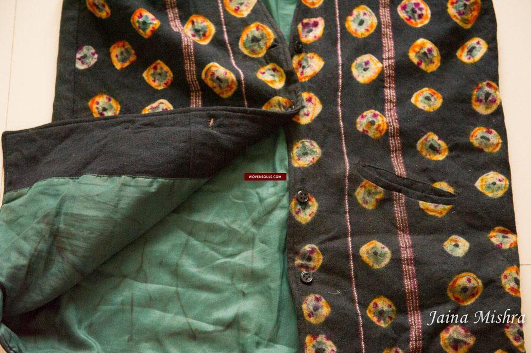 5130 Superb Vintage Tibetan Tie-Dye Pashmina Wool Vest-WOVENSOULS-Antique-Vintage-Textiles-Art-Decor