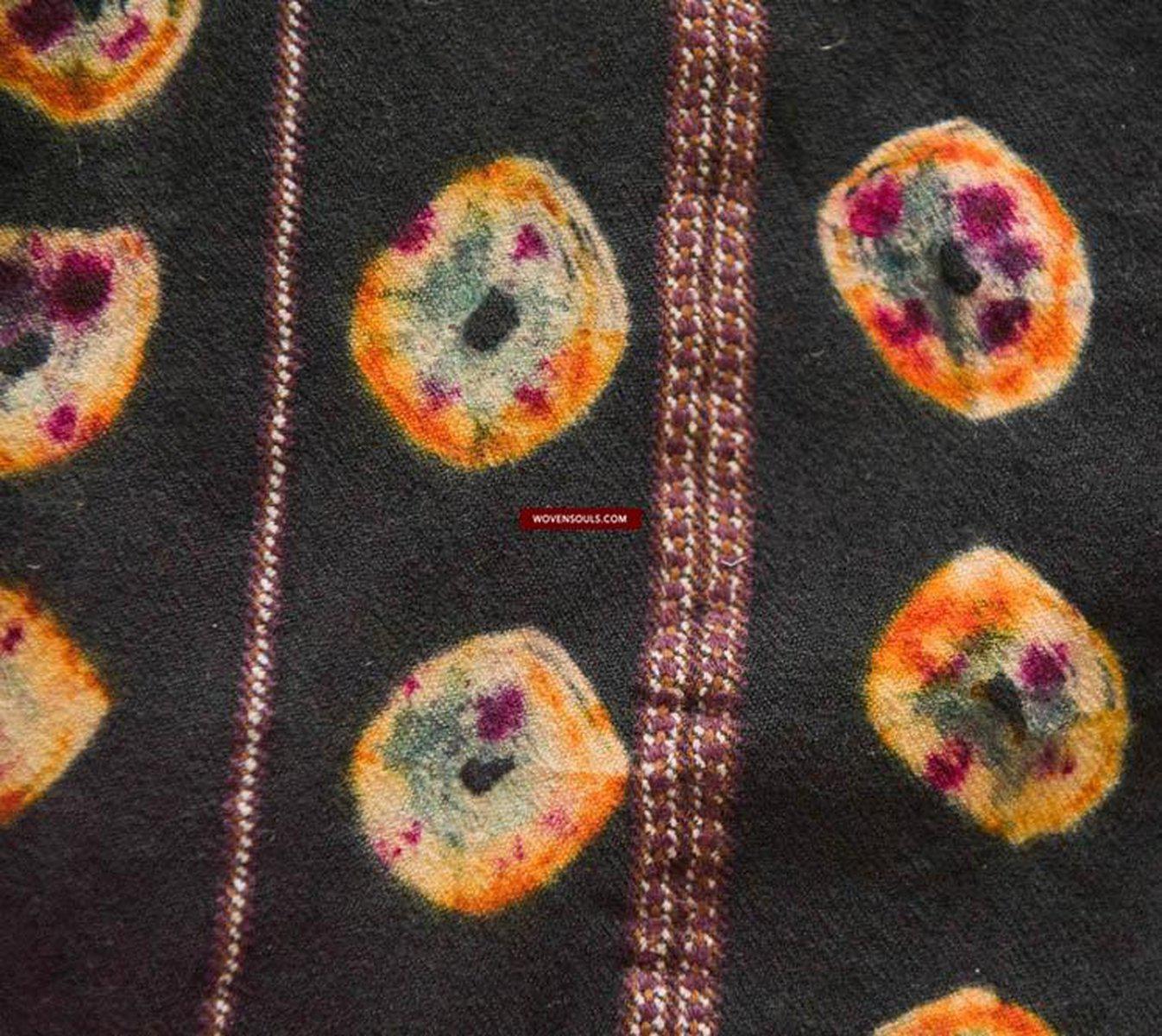5130 Superb Vintage Tibetan Tie-Dye Pashmina Wool Vest-WOVENSOULS-Antique-Vintage-Textiles-Art-Decor