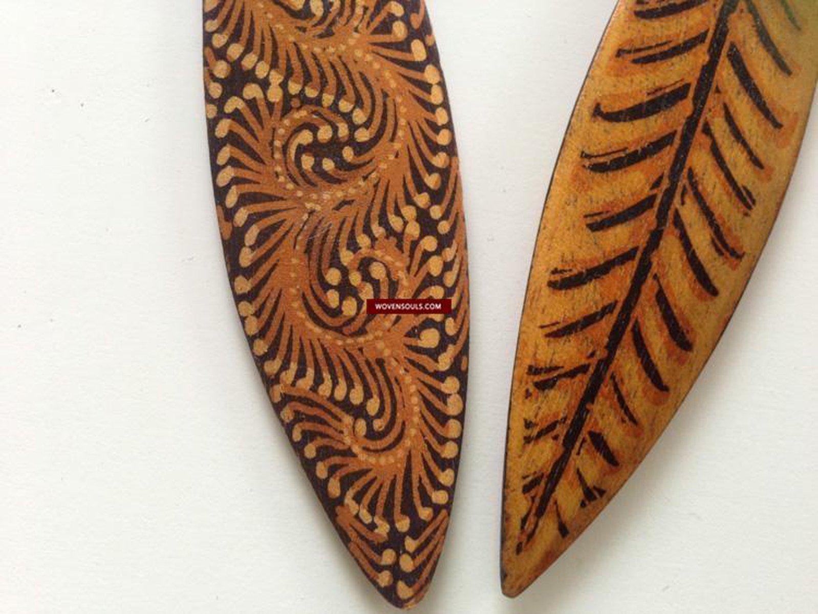 5131 Set - Wood Envelope Opener With Java Batik Art-WOVENSOULS-Antique-Vintage-Textiles-Art-Decor