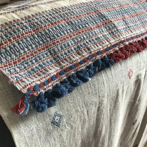 5222 Stunning Classic Handspun Cotton Scarf with Natural dyes-WOVENSOULS-Antique-Vintage-Textiles-Art-Decor