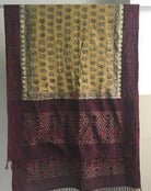 5304 Scarf / Stole / Wrap / Cravat Cotton Hybrid Handloom Textile Art - Ikat & Block Print-WOVENSOULS-Antique-Vintage-Textiles-Art-Decor