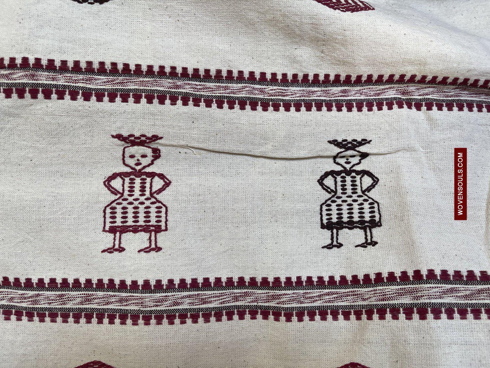 E5305 Large Orissa Tribal Koraput Figurative Ceremonial Shawl-WOVENSOULS-Antique-Vintage-Textiles-Art-Decor