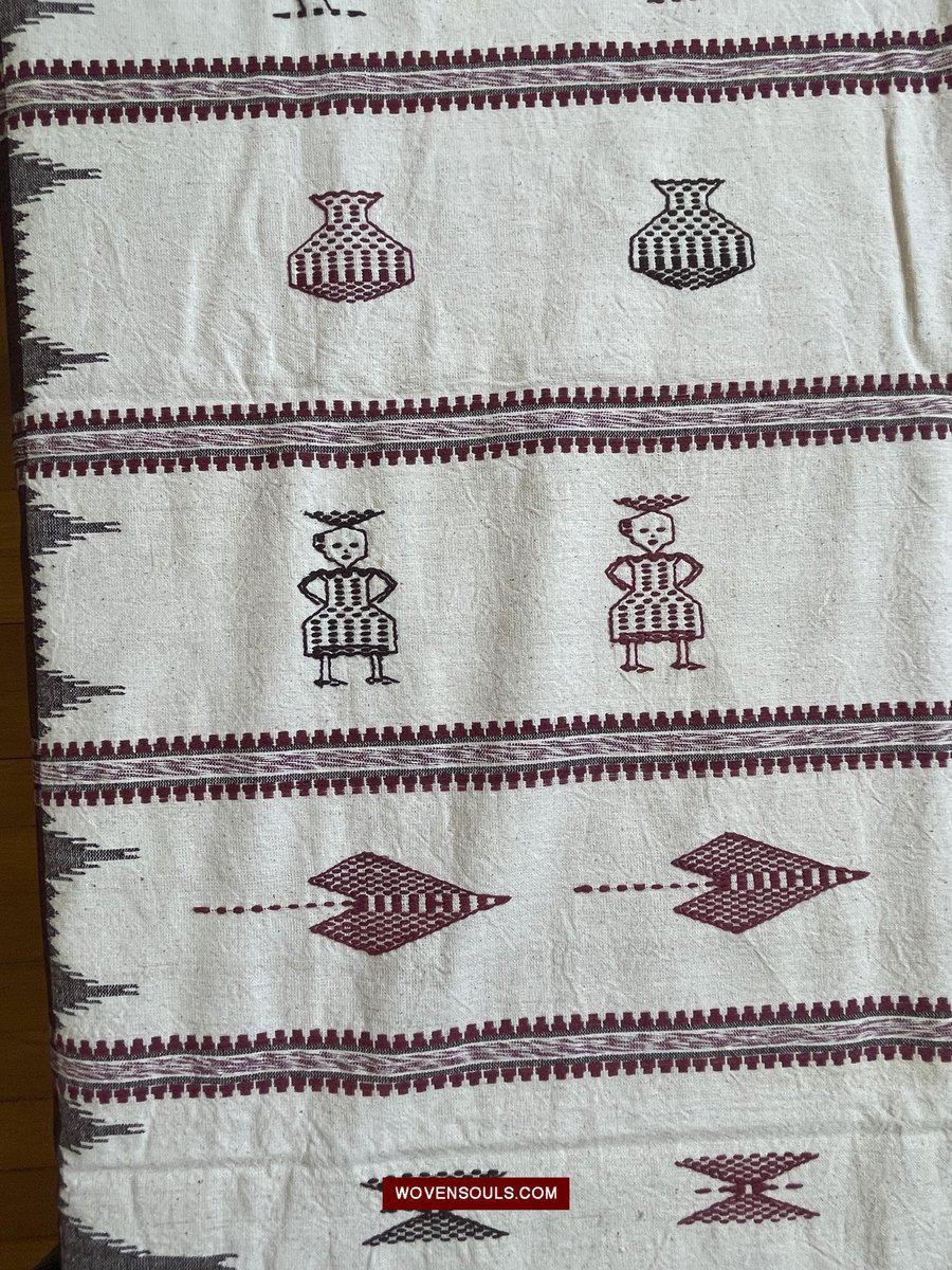 E5305 Large Orissa Tribal Koraput Figurative Ceremonial Shawl-WOVENSOULS-Antique-Vintage-Textiles-Art-Decor