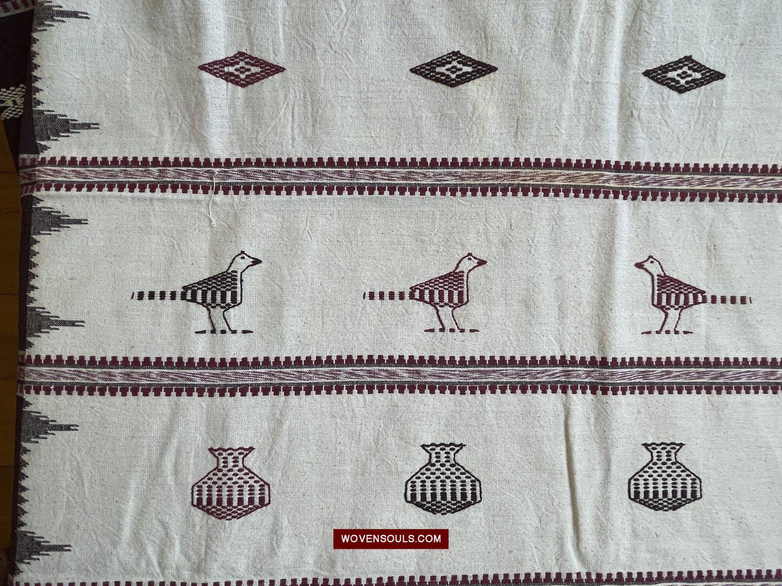 E5305 Large Orissa Tribal Koraput Figurative Ceremonial Shawl-WOVENSOULS-Antique-Vintage-Textiles-Art-Decor