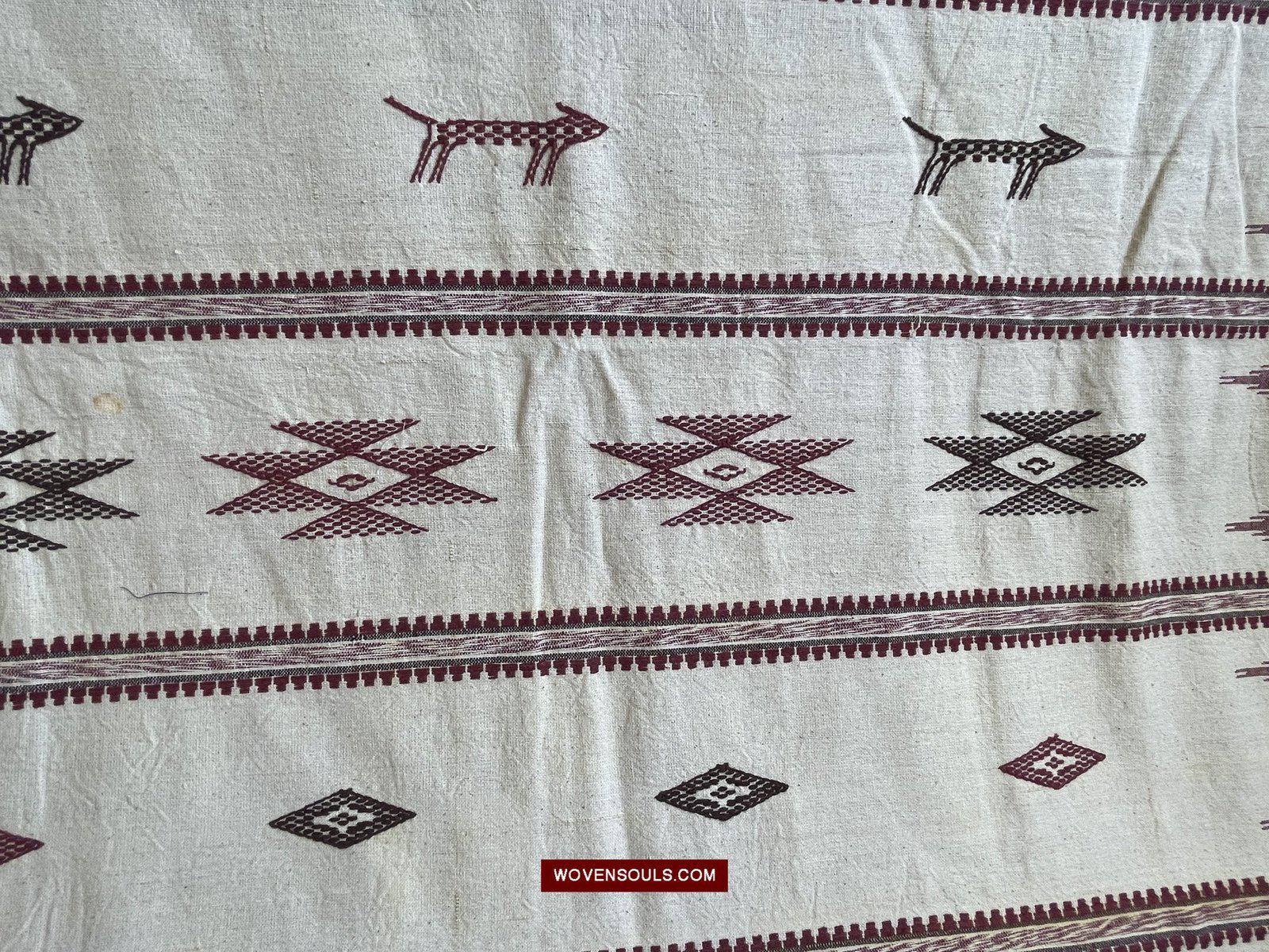 E5305 Large Orissa Tribal Koraput Figurative Ceremonial Shawl-WOVENSOULS-Antique-Vintage-Textiles-Art-Decor