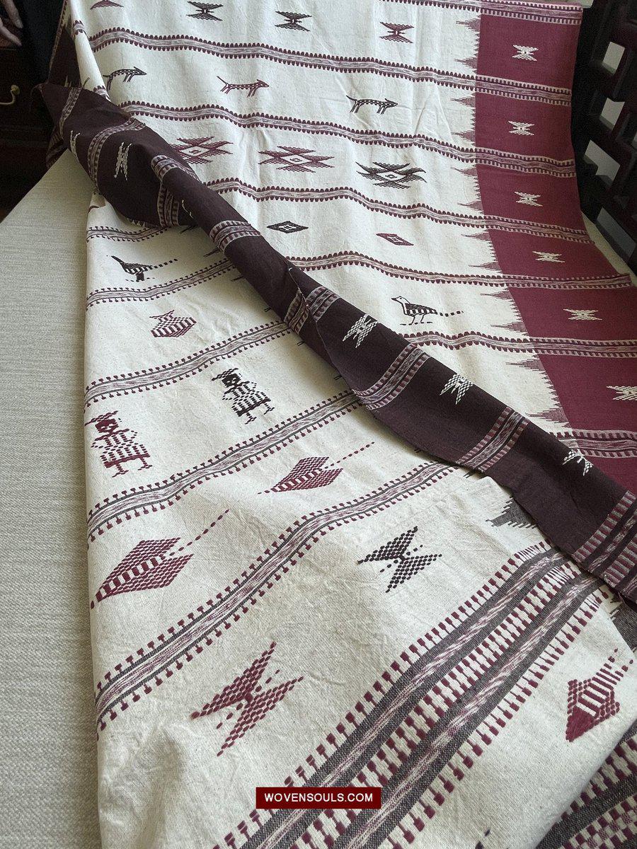 E5305 Large Orissa Tribal Koraput Figurative Ceremonial Shawl-WOVENSOULS-Antique-Vintage-Textiles-Art-Decor