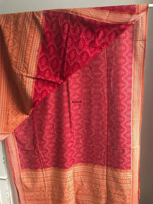 5306 Scarf / Stole / Wrap / Cravat Cotton Handloom Textile Art Ikat from Odisha-WOVENSOULS-Antique-Vintage-Textiles-Art-Decor