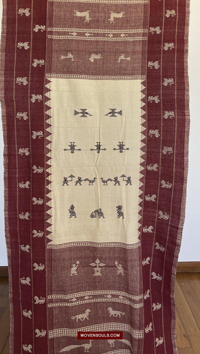 E5306 SUPERB Orissa Tribal Koraput Figurative Ceremonial Shawl-WOVENSOULS-Antique-Vintage-Textiles-Art-Decor