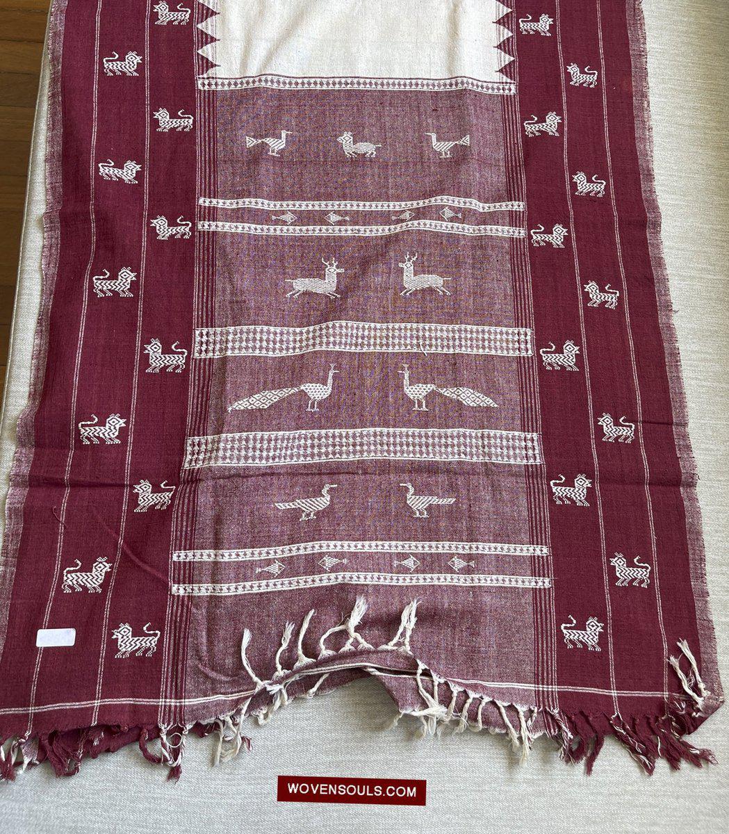 E5306 SUPERB Orissa Tribal Koraput Figurative Ceremonial Shawl-WOVENSOULS-Antique-Vintage-Textiles-Art-Decor