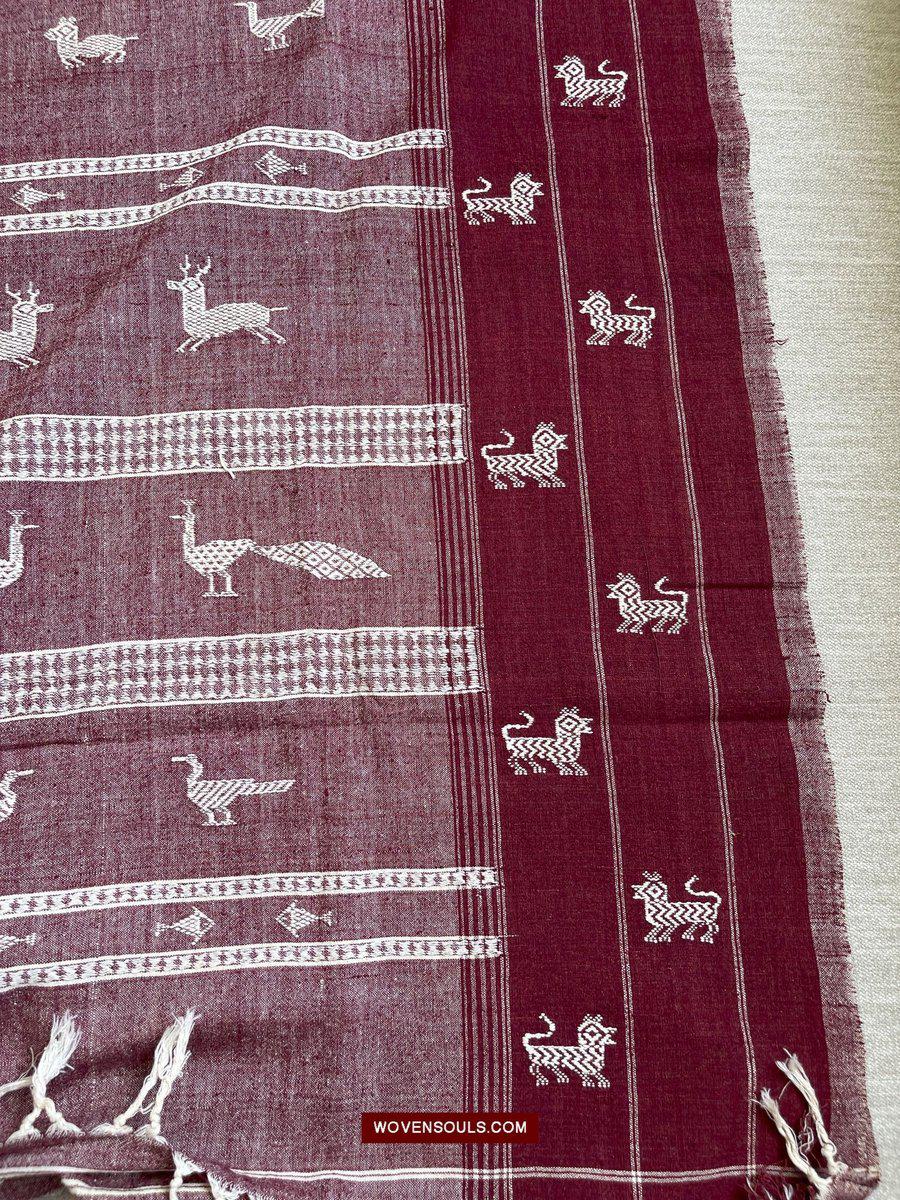 E5306 SUPERB Orissa Tribal Koraput Figurative Ceremonial Shawl-WOVENSOULS-Antique-Vintage-Textiles-Art-Decor