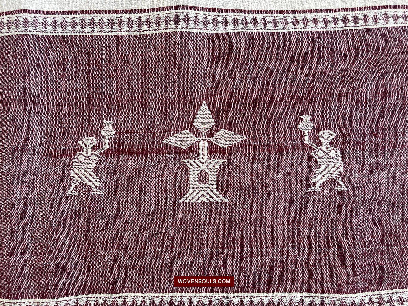 E5306 SUPERB Orissa Tribal Koraput Figurative Ceremonial Shawl-WOVENSOULS-Antique-Vintage-Textiles-Art-Decor