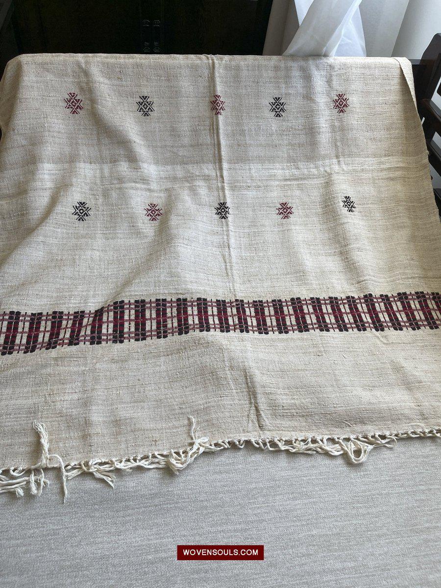 E5307 - Large Orissa Tribal Koraput Kotpad Raw Silk Shawl-WOVENSOULS-Antique-Vintage-Textiles-Art-Decor