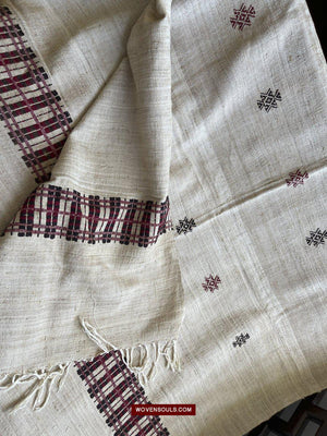 E5307 - Large Orissa Tribal Koraput Kotpad Raw Silk Shawl-WOVENSOULS-Antique-Vintage-Textiles-Art-Decor