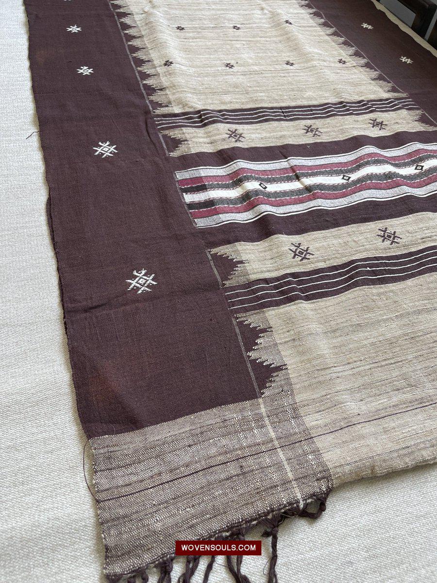 E5308 - Orissa Tribal Koraput Kotpad Raw Silk Shawl-WOVENSOULS-Antique-Vintage-Textiles-Art-Decor