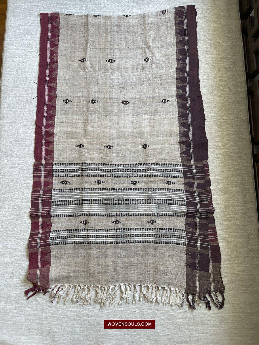 E5309- Orissa Tribal Koraput Kotpad Raw Silk Shawl - Ganga Jamuna Border-WOVENSOULS-Antique-Vintage-Textiles-Art-Decor