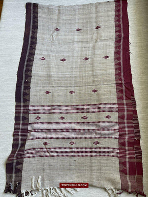 E5309- Orissa Tribal Koraput Kotpad Raw Silk Shawl - Ganga Jamuna Border-WOVENSOULS-Antique-Vintage-Textiles-Art-Decor