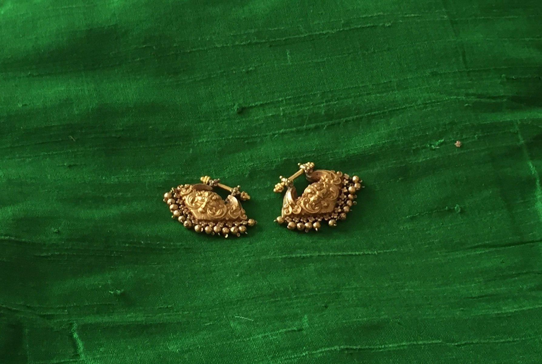 531 - KirtiMukh Gold Earrings Western India - SOLD-WOVENSOULS-Antique-Vintage-Textiles-Art-Decor