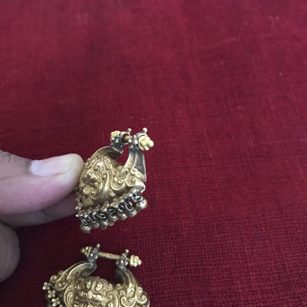 531 - KirtiMukh Gold Earrings Western India - SOLD-WOVENSOULS-Antique-Vintage-Textiles-Art-Decor