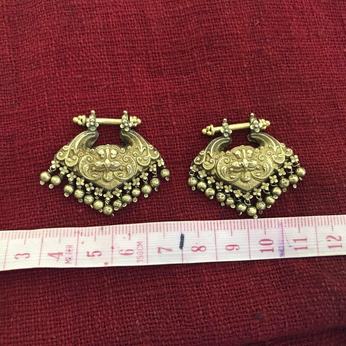 531 - KirtiMukh Gold Earrings Western India - SOLD-WOVENSOULS-Antique-Vintage-Textiles-Art-Decor