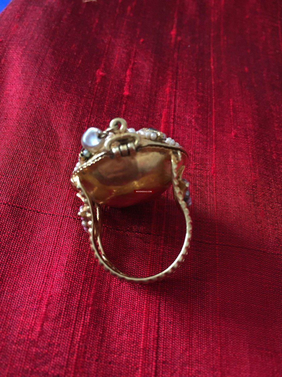 538 Old Gold Navaratna Ring with Compartment-WOVENSOULS-Antique-Vintage-Textiles-Art-Decor