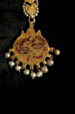 539 Old Gold Maang Teeka Bridal Jewelry - Head Ornament-WOVENSOULS-Antique-Vintage-Textiles-Art-Decor