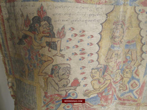 547 PAIR - Rare Fragments of Antique Palindon - Astrological Calendar Painting-WOVENSOULS-Antique-Vintage-Textiles-Art-Decor