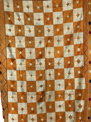 550 Checkerboard Phulkari Bagh-WOVENSOULS-Antique-Vintage-Textiles-Art-Decor