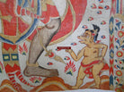 570 Large Antique Balinese Ramayan Painting Folk Art-WOVENSOULS-Antique-Vintage-Textiles-Art-Decor