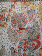 570 Large Antique Balinese Ramayan Painting Folk Art-WOVENSOULS-Antique-Vintage-Textiles-Art-Decor