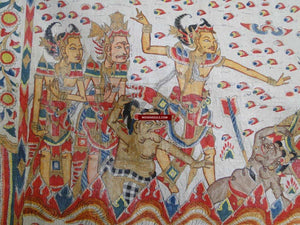 570 Large Antique Balinese Ramayan Painting Folk Art-WOVENSOULS-Antique-Vintage-Textiles-Art-Decor