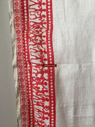 5713 Hand Printed Silk Shawl with Warli Motifs - Recently Made-WOVENSOULS-Antique-Vintage-Textiles-Art-Decor