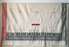 5713 Hand Printed Silk Shawl with Warli Motifs - Recently Made-WOVENSOULS-Antique-Vintage-Textiles-Art-Decor