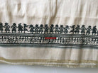 5713 Hand Printed Silk Shawl with Warli Motifs - Recently Made-WOVENSOULS-Antique-Vintage-Textiles-Art-Decor