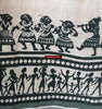 5713 Hand Printed Silk Shawl with Warli Motifs - Recently Made-WOVENSOULS-Antique-Vintage-Textiles-Art-Decor