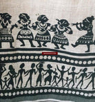 5713 Hand Printed Silk Shawl with Warli Motifs - Recently Made-WOVENSOULS-Antique-Vintage-Textiles-Art-Decor